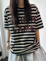 ユニバース クリーミー ストライプ オーバーサイズ Tシャツ 3カラー