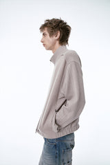 (BASE) MONO KNIT ZIP UP (BEIGE)