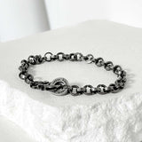 SS-6mm ボールドOチェーンブレスレット_ダークシルバー