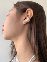 Three ring pearl earcuff