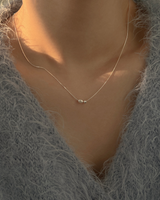 Brush pearl necklace (silver)