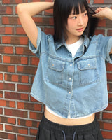 Sino Pocket Snap Button 半袖デニムシャツ