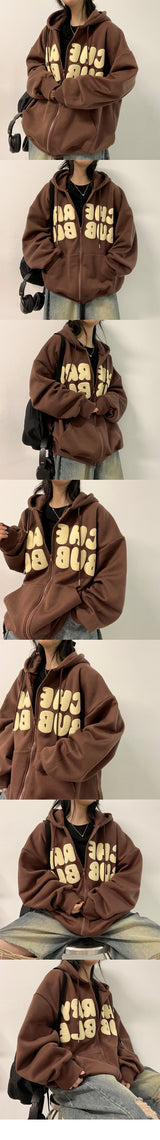 Nibo Boxy ナッピングエンボスレタリングパーカー