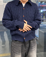 Pie knit collar cardigan