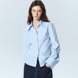MINIMAL STRIPE LOGO SLIM SHIRT_CHARCOAL