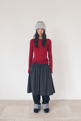 FLARE RIB SKIRT (CAHRCOAL)