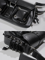 Cont Leather Pocket Shoulder Bag