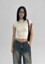 [MADE] Shopping Nagrang Half-neck Short-sleeved Knit
