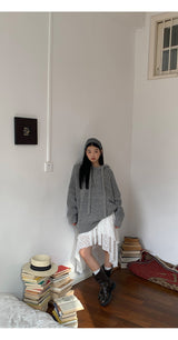 wool gray hood oversized fit knitwear