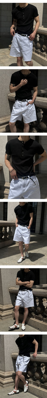 [S/S] ラフカッティングショートデニムパンツ(2color)