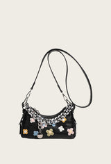 Color Flower Baguette Crossbody Bag
