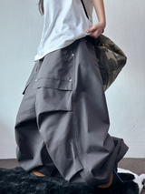 FRONT TWO RIVET POCKET BALLOON PARACHUTE COTTON BIG PANTS 💚🩶🖤🤎 - 4 COLORS
