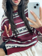 ノルディックスノーフラワーディアニット🦌❤💙🩶3COLOR