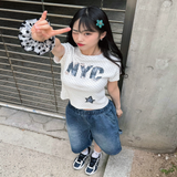 Denim Patch Graphic Dot T-Shirt_Ivory
