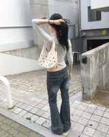Lowrise grey washing boots cut pants