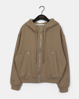 Heating Rivet Pocket Two Way Sweat Hoodie Zip-Up