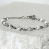 ss-Nature beads+ chain bracelet_white
