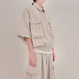 street shape shortsleeve zipup_beige
