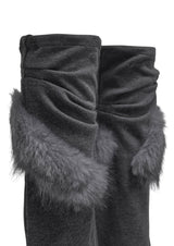 CURVED FUR LEG WARMERS . GRAY