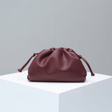 Pouch Gathered Leather Clutch - Burgundy