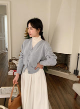 Pastel V-neck Alpaca Wool Cardigan (12color)