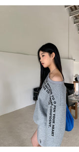 off-shoulder lettering sweater long-sleeved sweatshirt