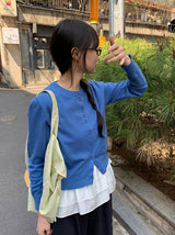 ハユシラウンドネックボタンカーディガン