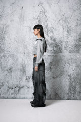 クロップロゴフードジップアップ (GRAY)