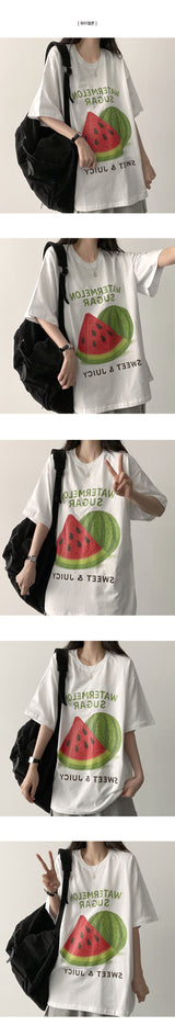 Lime Illustration Digital Printing Overfit Short Sleeve