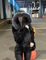 26SS★ メイドルーティンベルベットファーフードジップアップセット
