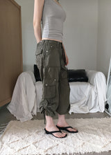 Newmu Low-Rise Cargo String Capri Pants – Lightweight, Soft Cotton Two-Way Wide-Leg Style