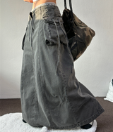 HIP PIGMENT CARGO WASHING LONG SKIRT 🩶🤍2color