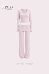 マリー ピンク Vネック トレーニング セットアップ(pants)