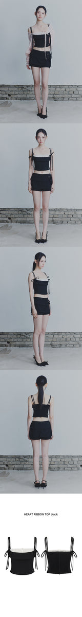 HEART RIBBON TOP black