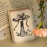 ribbon mushroom magsafe leather pocket wallet