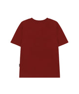 フェイスグランジグラフィックレギュラーフィットTシャツ -マルーンレッド