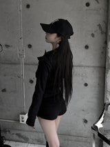 studded slim fit hooded zip-up (2color)