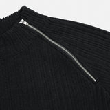 Linked Shoulder Zipper Ribbed Half-Neck Knit