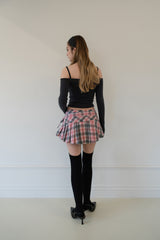 [Seow] Belt Check Pleats Skirtpants(2colors)
