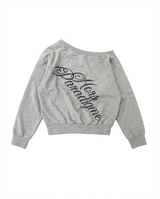 Studded One-shoulder Sweatshirt Melange Gray