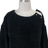 [UNISEX] Overfit velor off shoulder double snap button long sleeve knit T (4 colors)