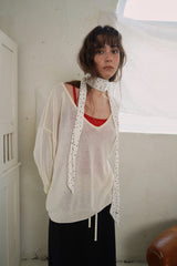 Button v-neck knit_ivory