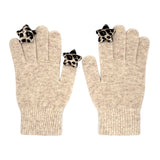 Star Wool Gloves [Oatmeal Leopard]