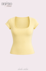 Minky Square Slim Color Short Sleeve T-shirt