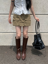  Field Cargo Pocket Mini Skirt & Belt SET (4 colors)