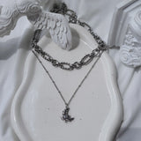 [Baby Monster Rora Necklace] Balletcore Moon Layered Necklace (Surgical Steel)