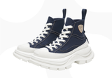 Navy Blue High Top Canvas Shoes