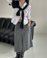 shoulder unbalanced ribbed cardigan