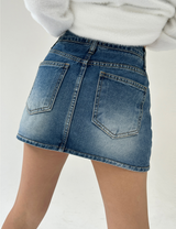 ローライズヒップスカートAラインデニムミニスカート IN SHORTS