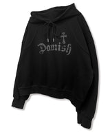 Gothic Cross Arch Lettering Hoodie_Black